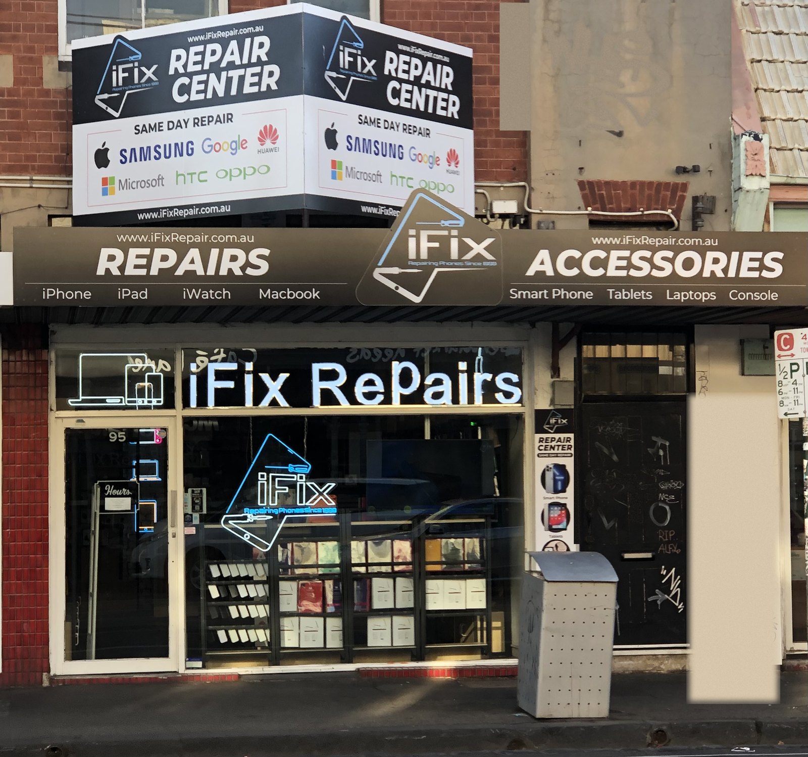 iFix Repair shopfront at 95 Sydney Rd, Brunswick